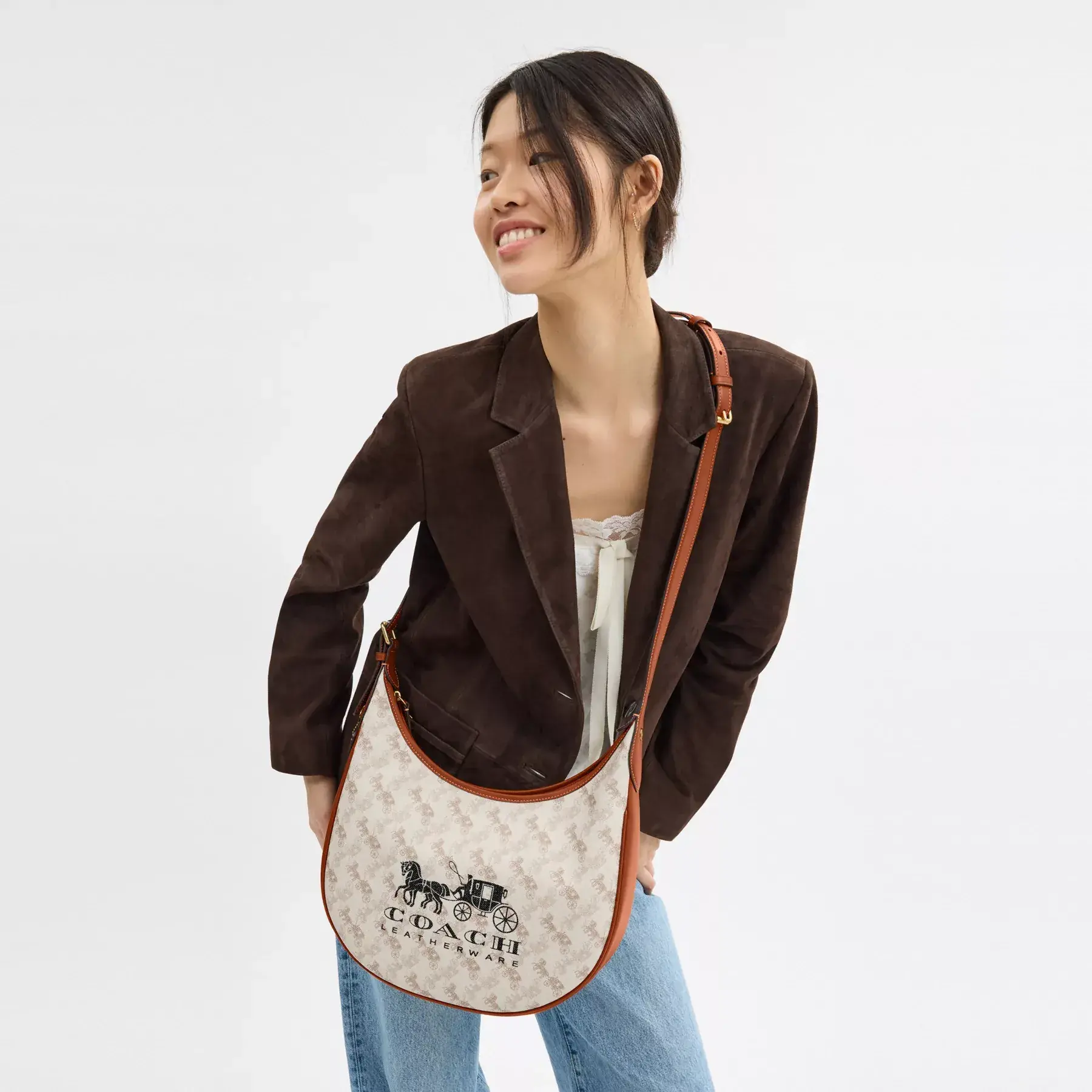 Ace Hobo Bag With Horse And Carriage Print Ace Hobo Bag With Horse And Carriage Print