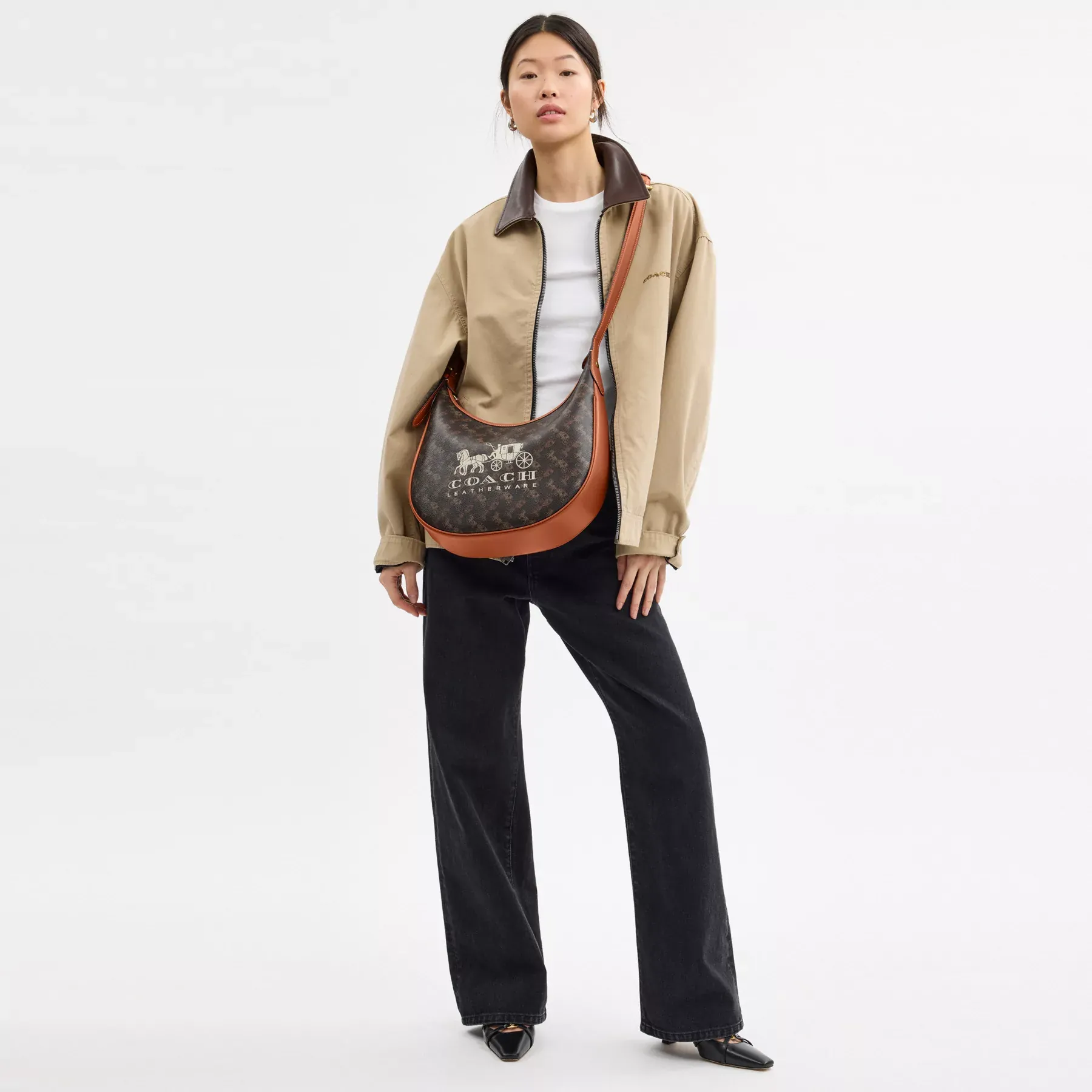 Ace Hobo Bag With Horse And Carriage Print Ace Hobo Bag With Horse And Carriage Print