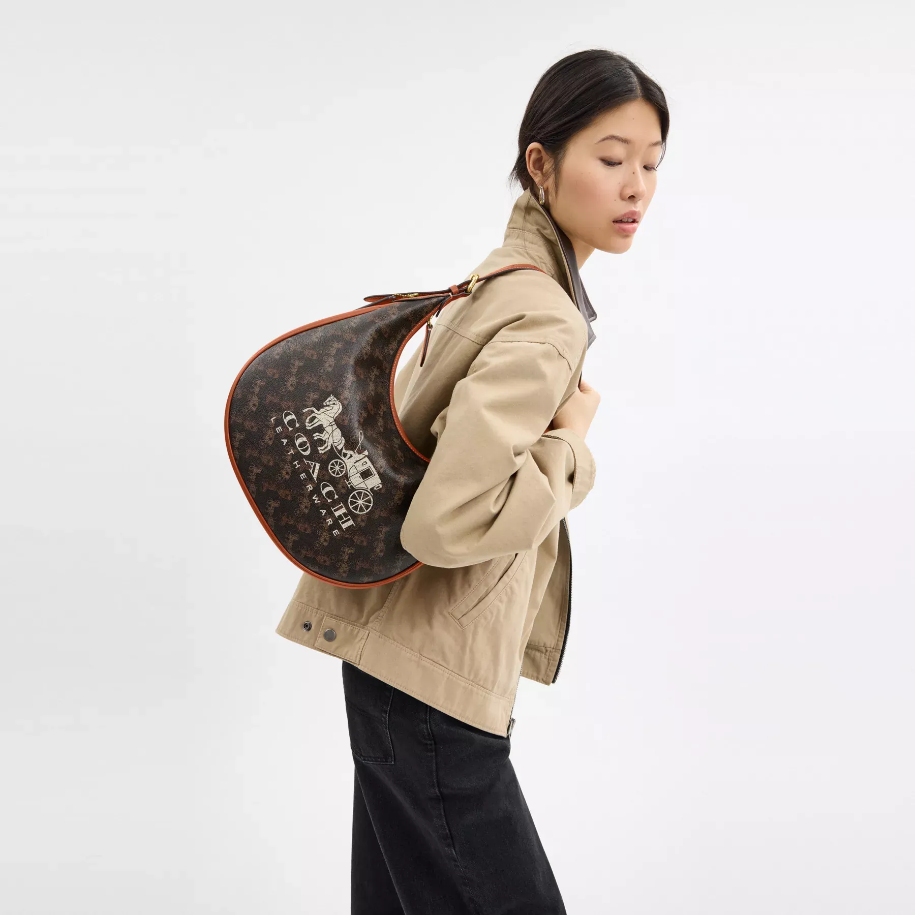 Ace Hobo Bag With Horse And Carriage Print Ace Hobo Bag With Horse And Carriage Print