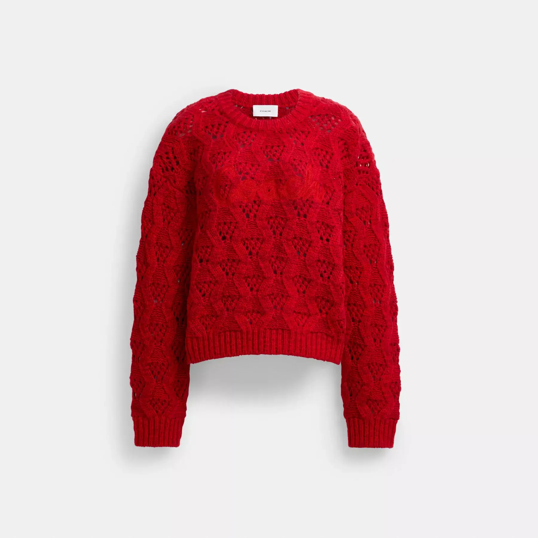 Cable Knit Cursive Signature Cropped Sweater