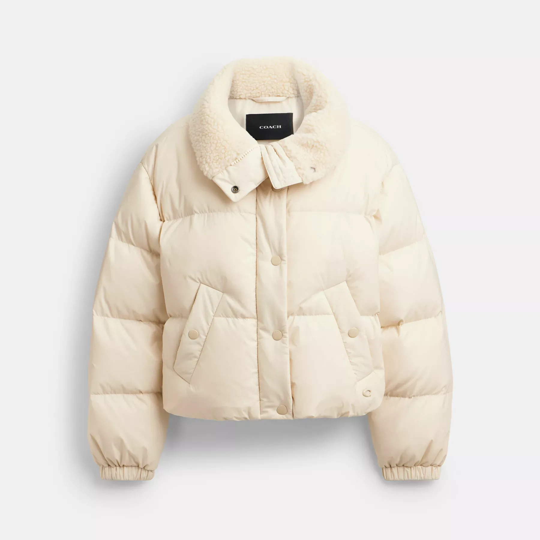 Cropped Puffer In Recycled Polyamide With Sherpa Collar
