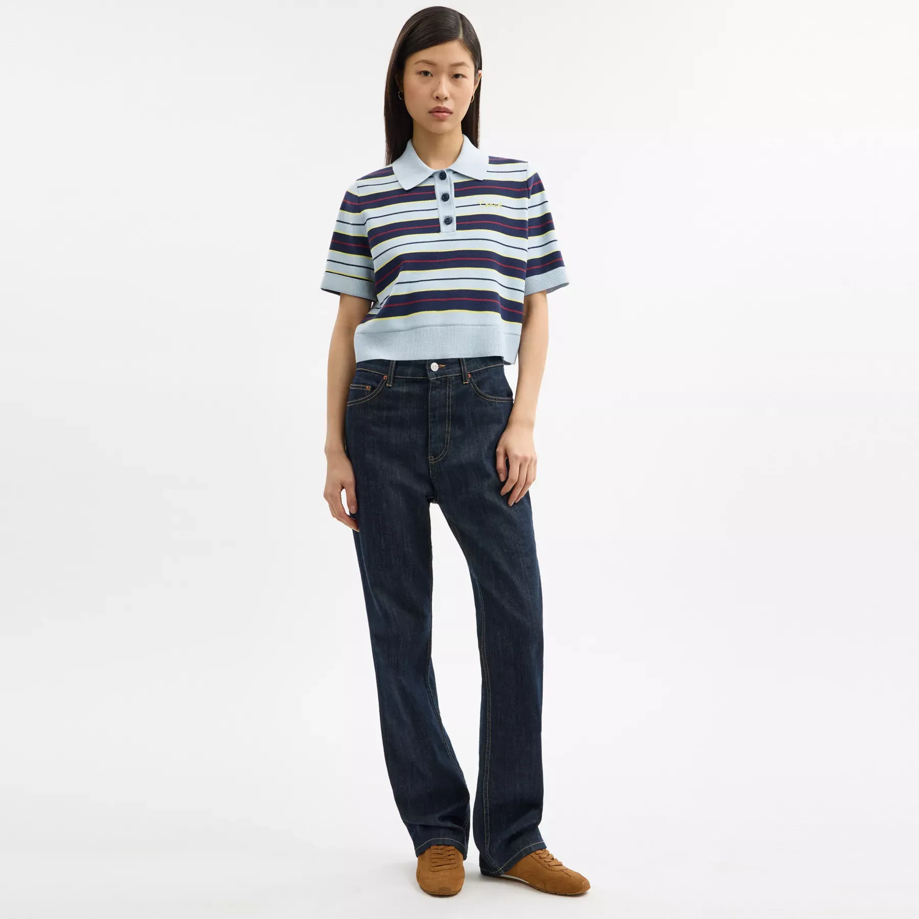 Cropped Stripe Polo