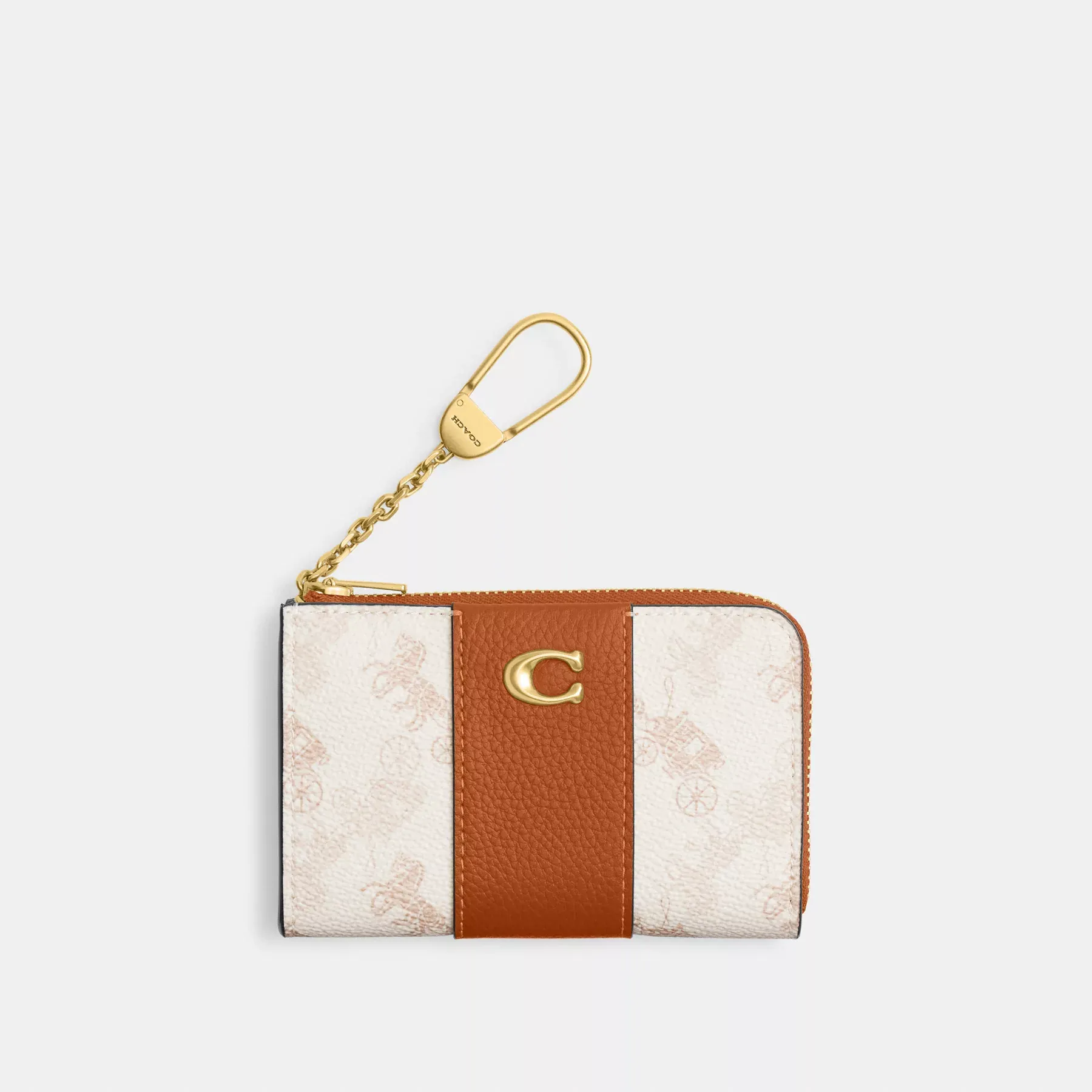 Essential L-Zip Key Case With Horse And Carriage Print