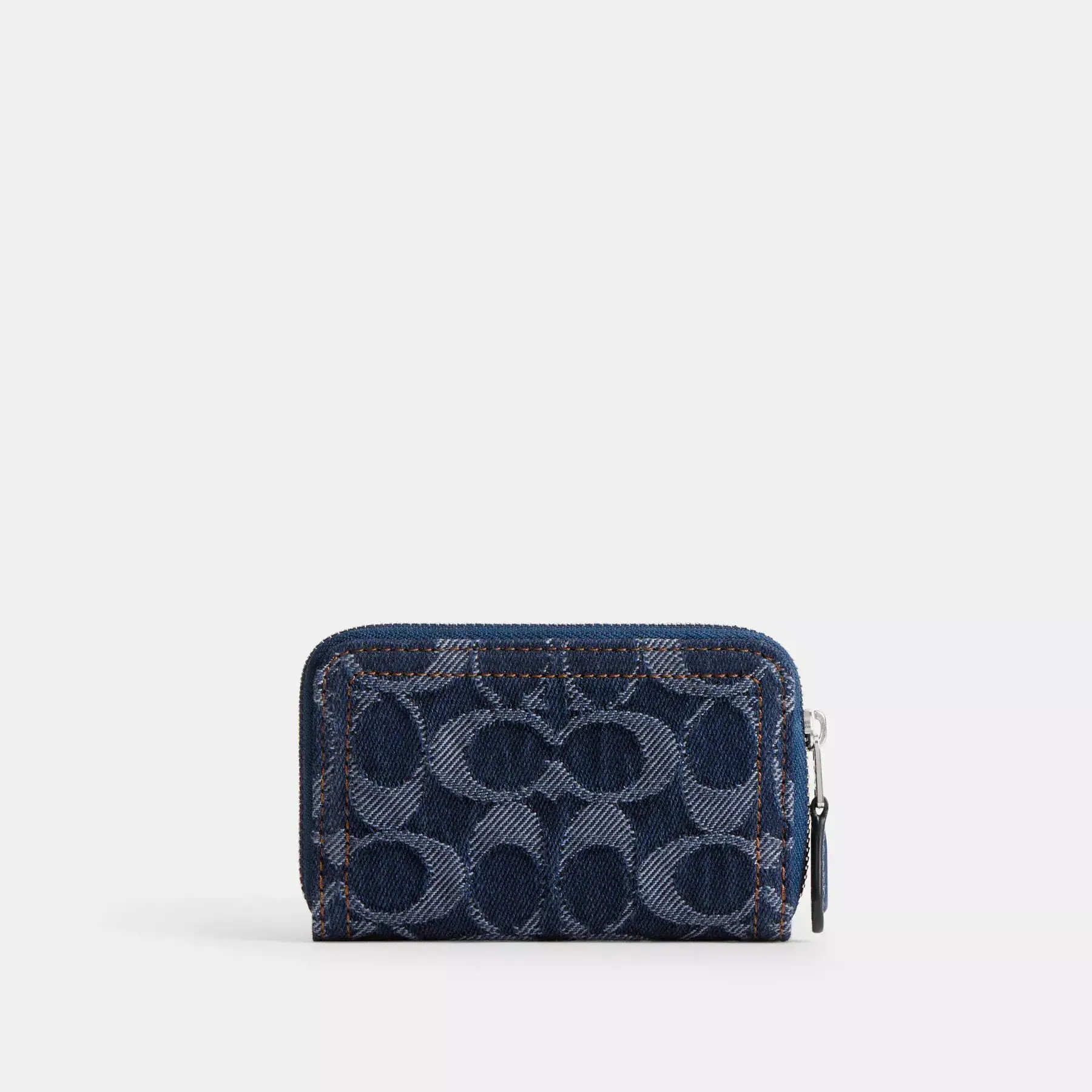 Essential Small Zip Around Card Case In Signature Denim