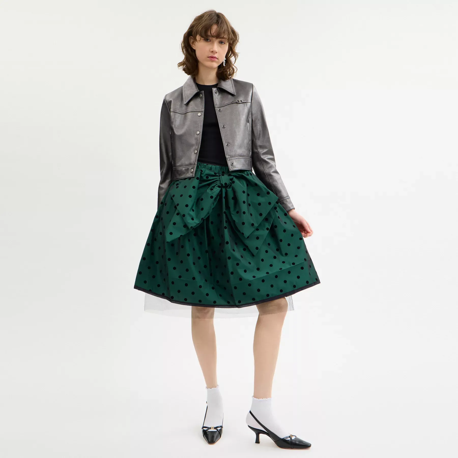 Flocked Taffeta Skirt