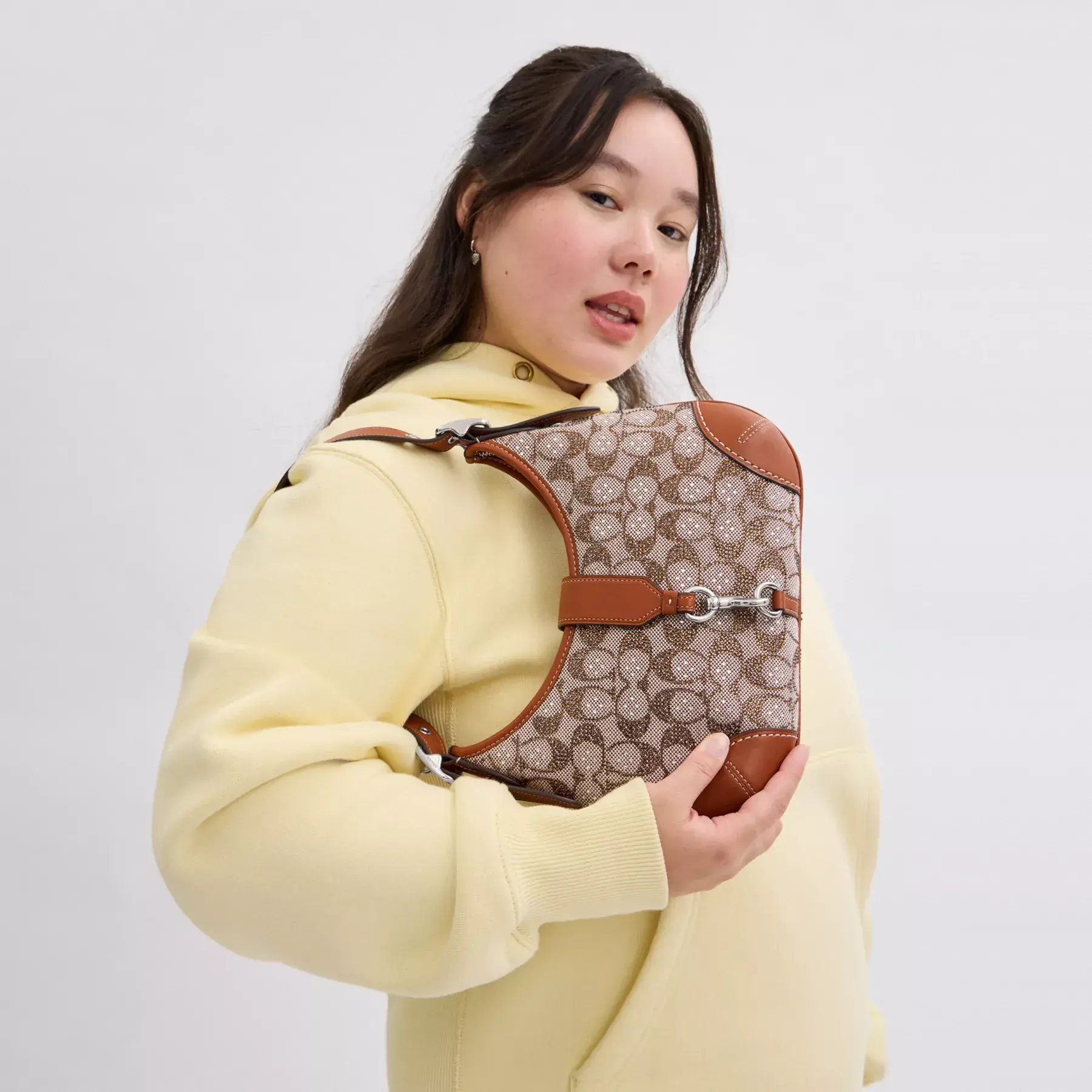 Hamptons Hobo Bag In Crystal Signature Jacquard Hamptons Hobo Bag In Crystal Signature Jacquard