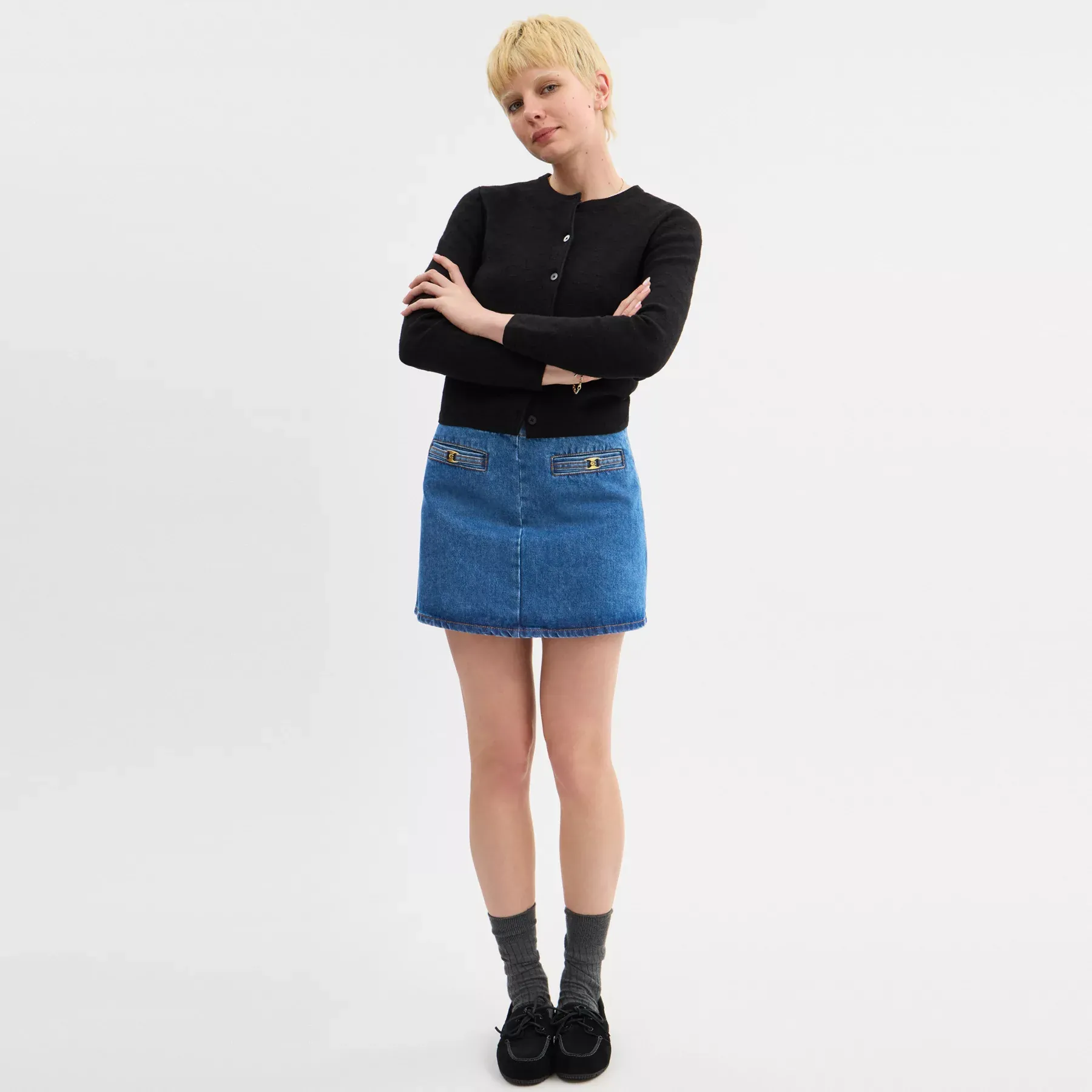 Heritage C Denim Mini Skirt In Organic Cotton