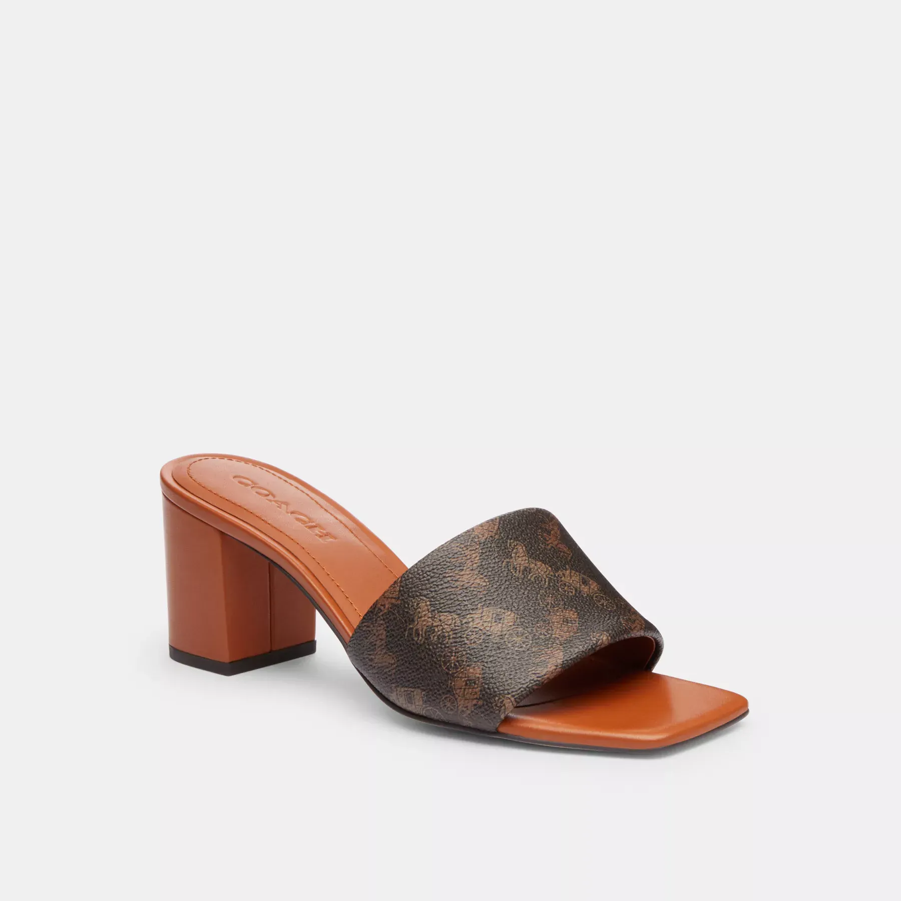 Holly Block Heel Sandal With Horse And Carriage Print