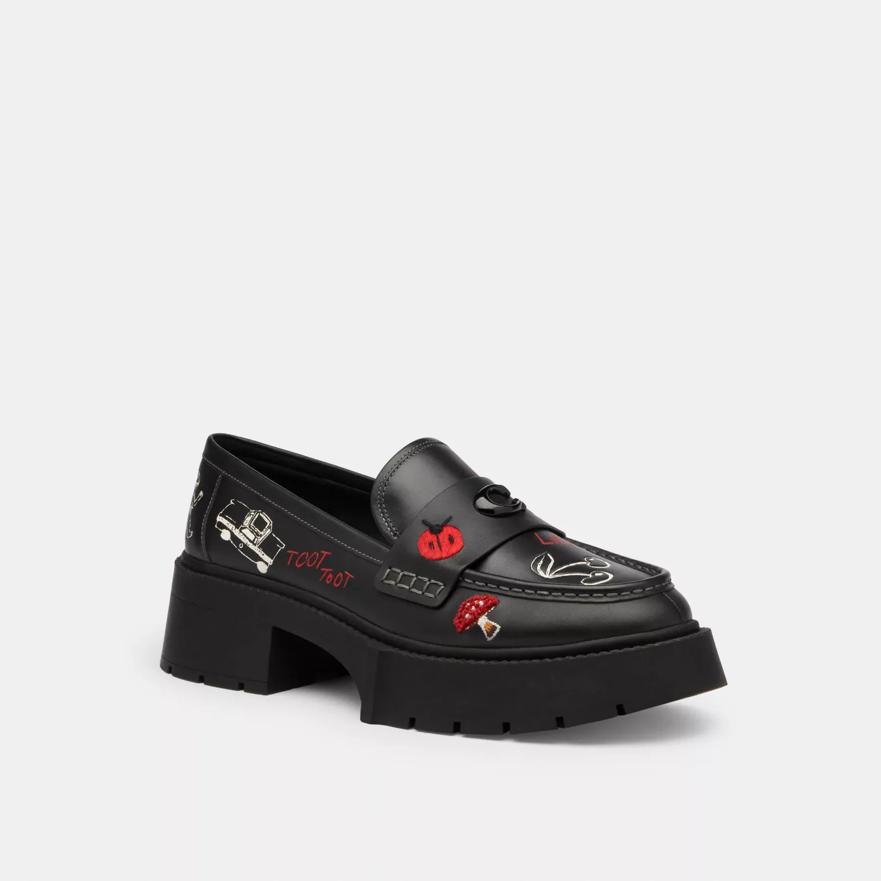 Leah Platform Loafer With Sketch Print