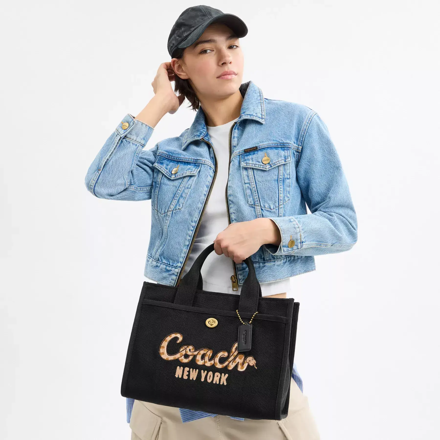 New Year Cargo Tote Bag With Coach Snake Script New Year Cargo Tote Bag With Coach Snake Script