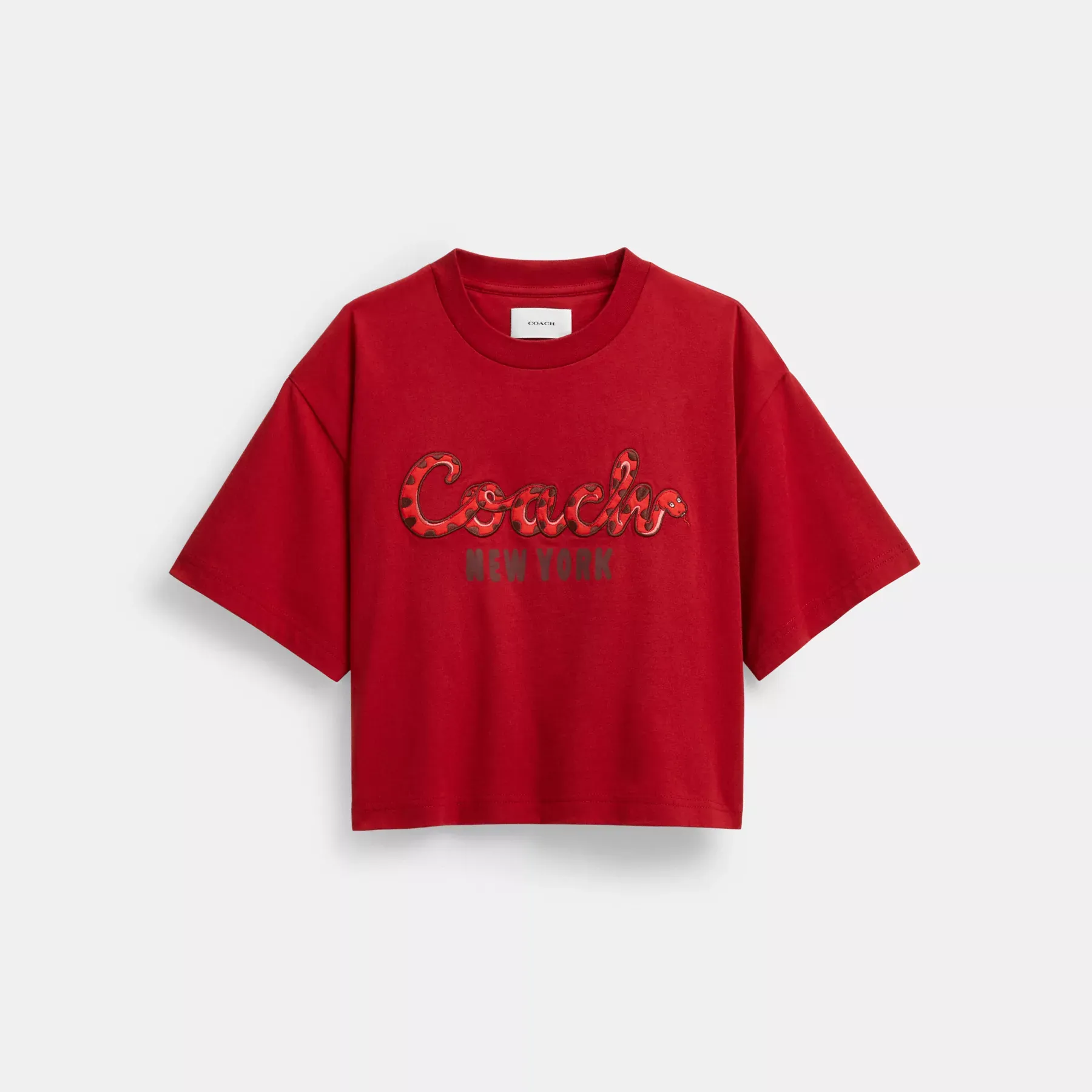New Year Coach Snake Script Cropped T-Shirt In Organic Cotton