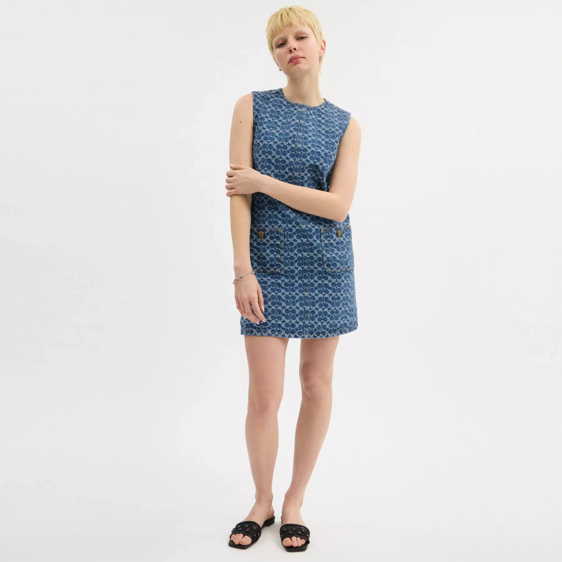 Signature Denim Mini Dress In Organic Cotton