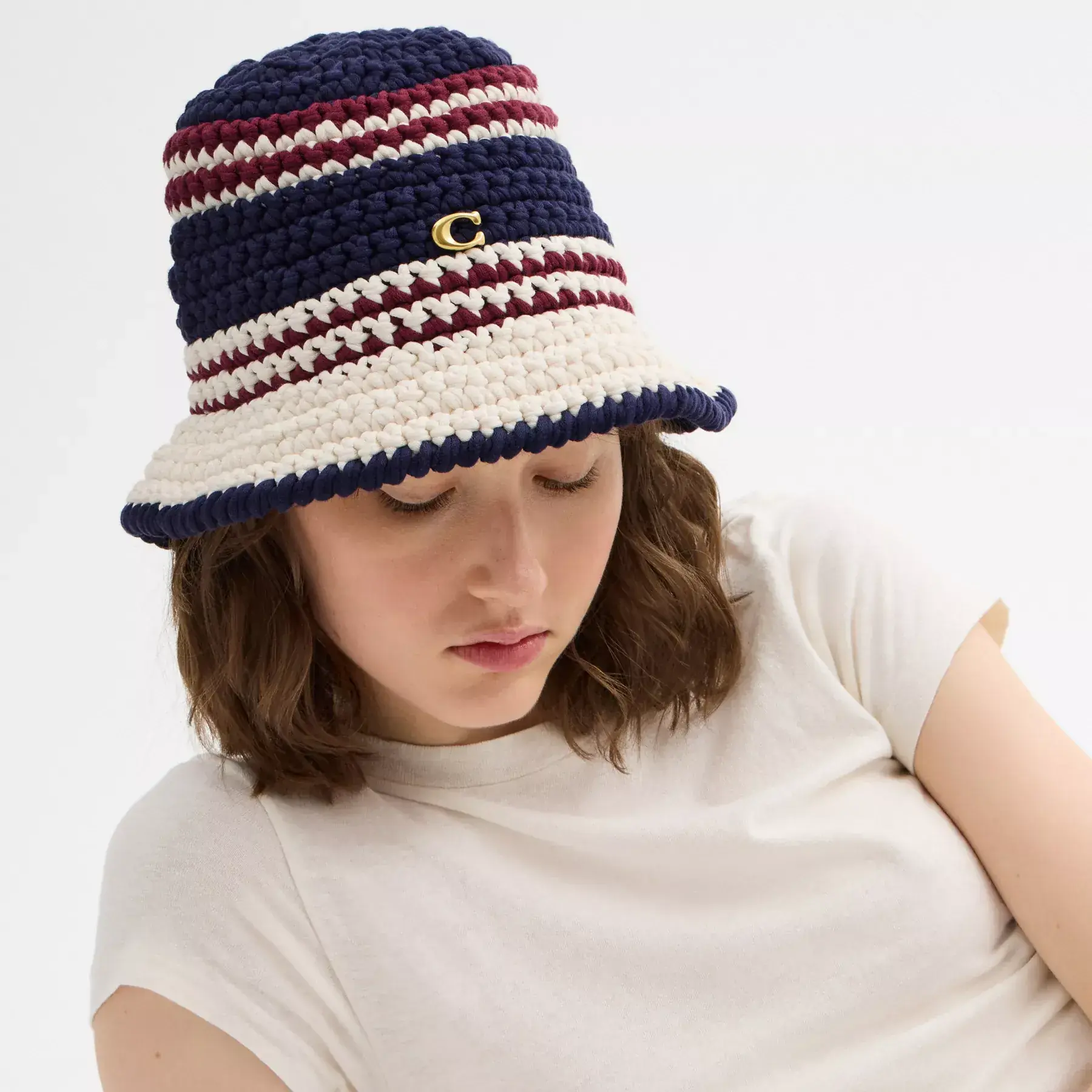 Stripe Crochet Bucket Hat