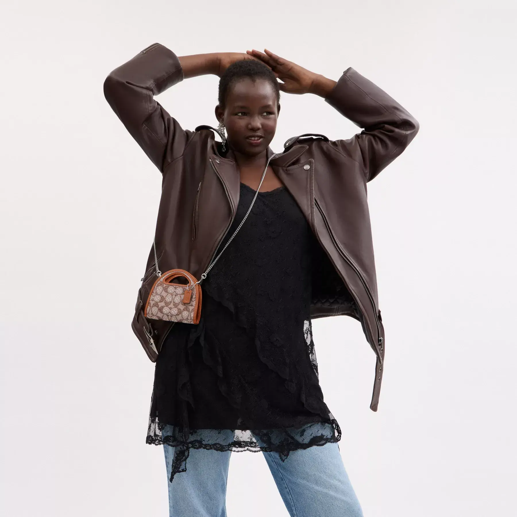 Top Handle Card Case In Crystal Signature Jacquard Top Handle Card Case In Crystal Signature Jacquard